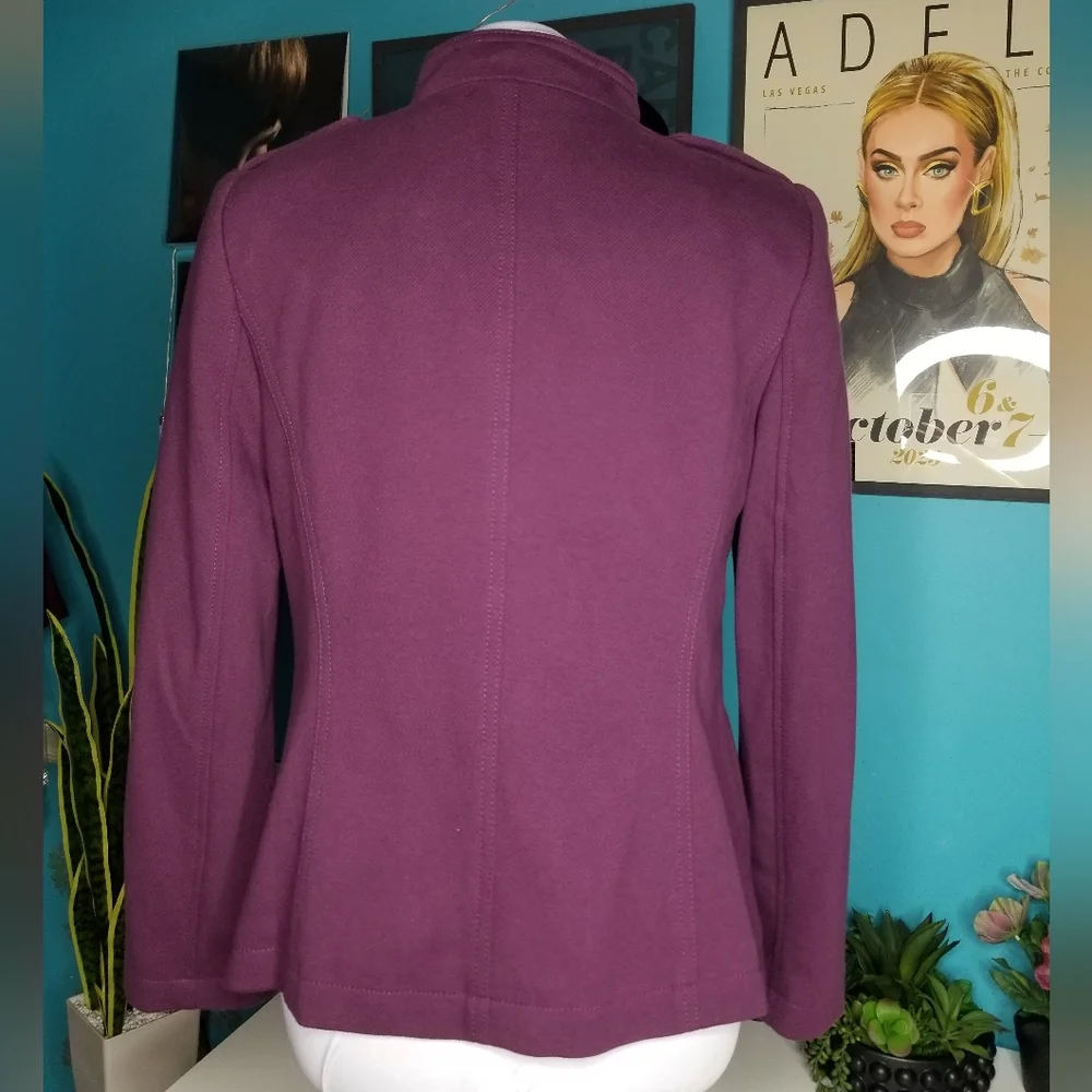 Talbots Knit Band Jacket Eggplant - Picture 4 of 16